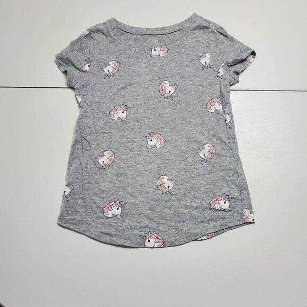Justice Shirt Girls 10 Grey Unicorn Comfort Stretch Graphic Tee‎ All over Print